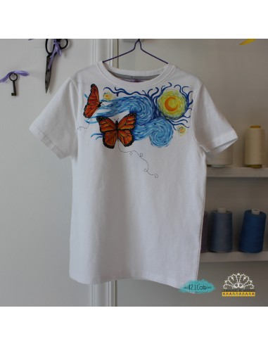 T-Shirt Van Gogh con farfalle